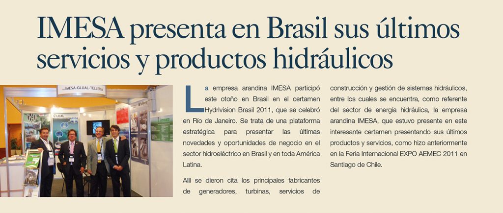 Imesa presenta en Brasil sus últimos servicios y productos hidráulicos