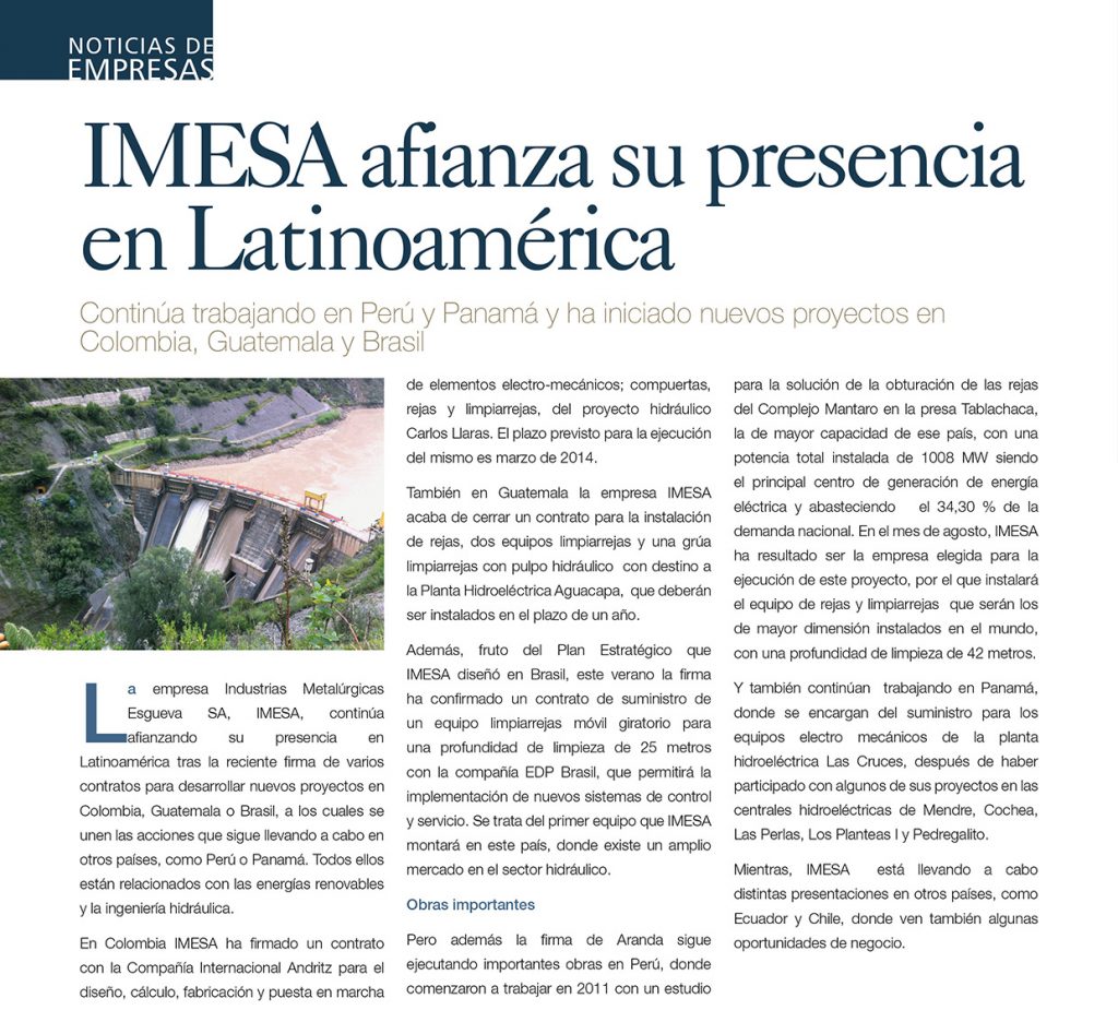 Imesa afianza su presencia en Latinoamérica